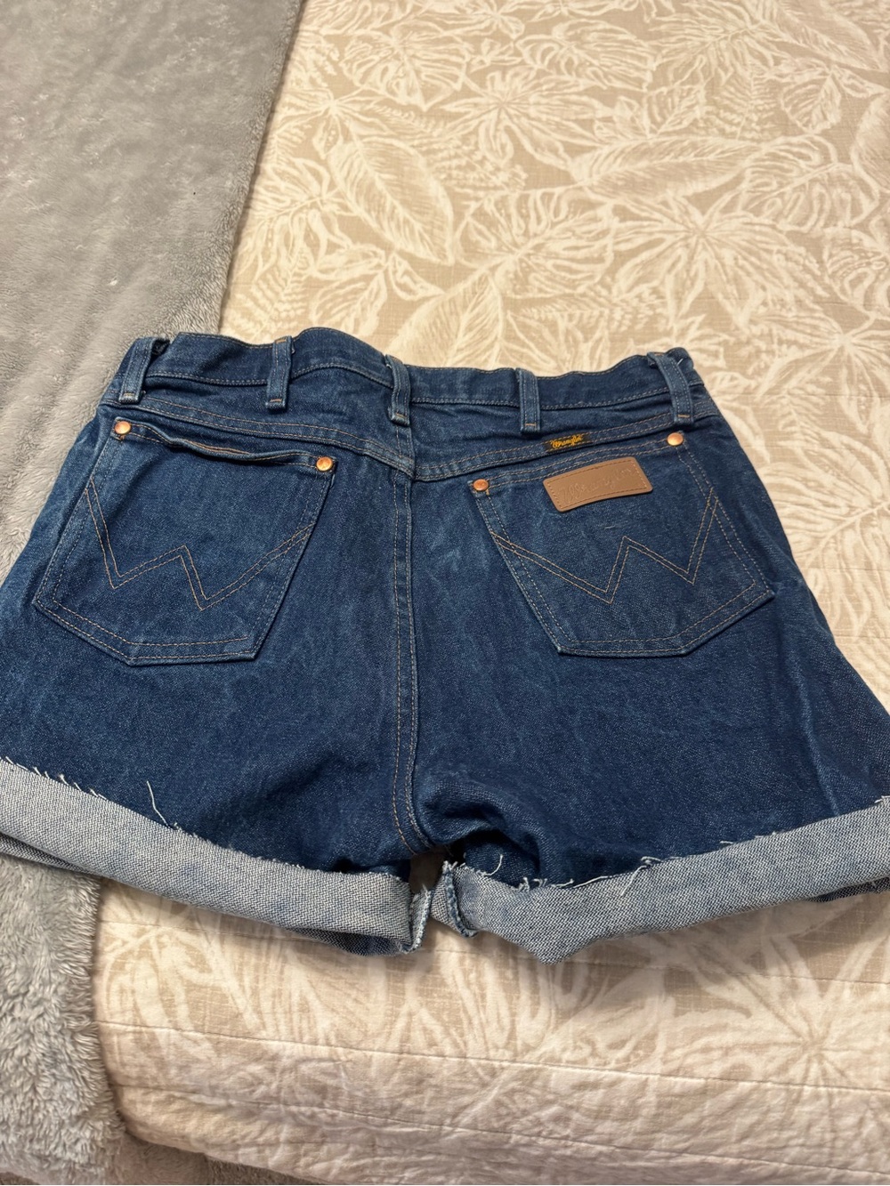 Wrangler Dark Blue Denim Cuffed Jean Shorts